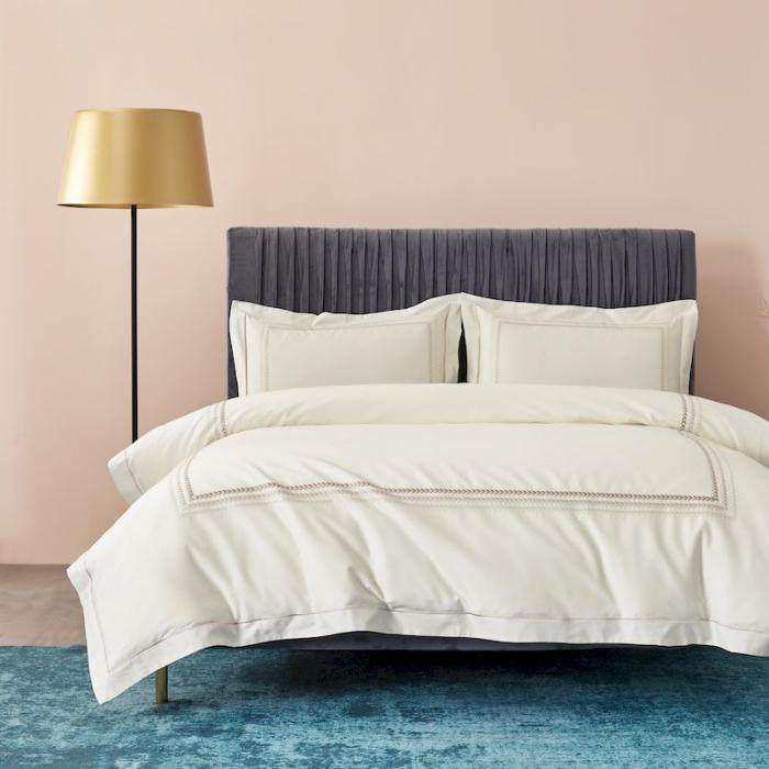 91家纺网 家纺一手货源 找家纺 涞澳 2019新款50套框绣花四件套 麦穗白