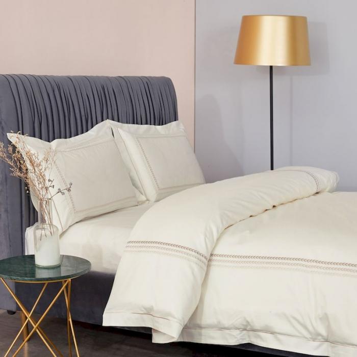 91家纺网 家纺一手货源 找家纺 涞澳 2019新款50套框绣花四件套 麦穗白