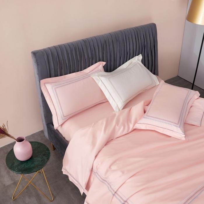 91家纺网 家纺一手货源 找家纺 涞澳 2019新款50套框绣花四件套 麦穗粉