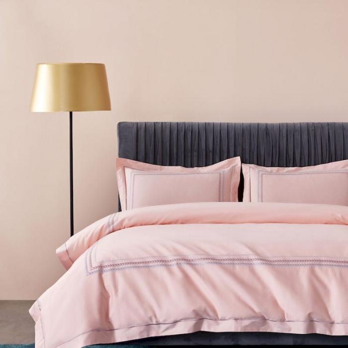 91家纺网 家纺一手货源 找家纺 涞澳 2019新款50套框绣花四件套 麦穗粉