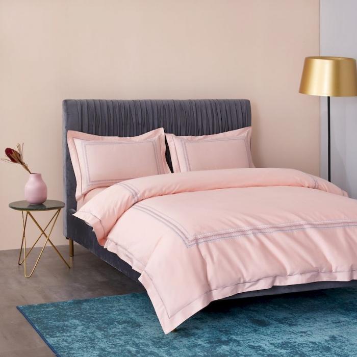 91家纺网 家纺一手货源 找家纺 涞澳 2019新款50套框绣花四件套 麦穗粉