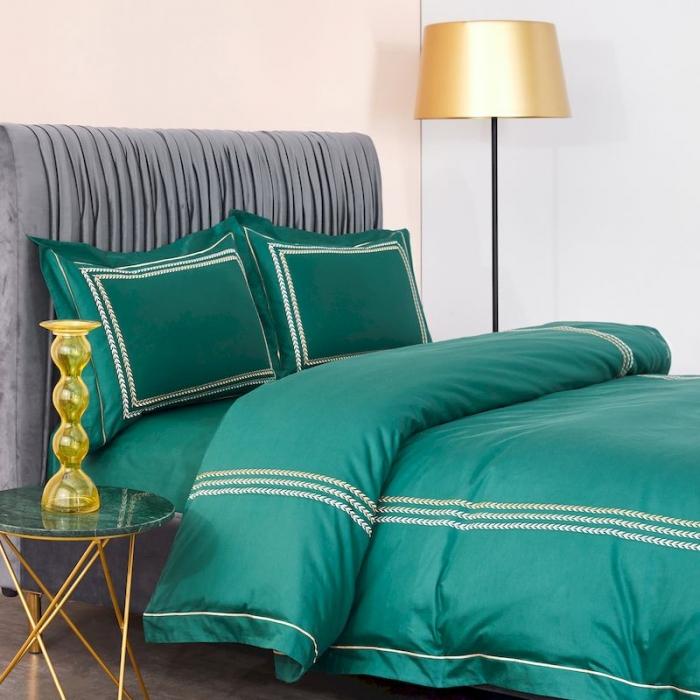 91家纺网 家纺一手货源 找家纺 涞澳 2019新款50套框绣花四件套 麦穗绿