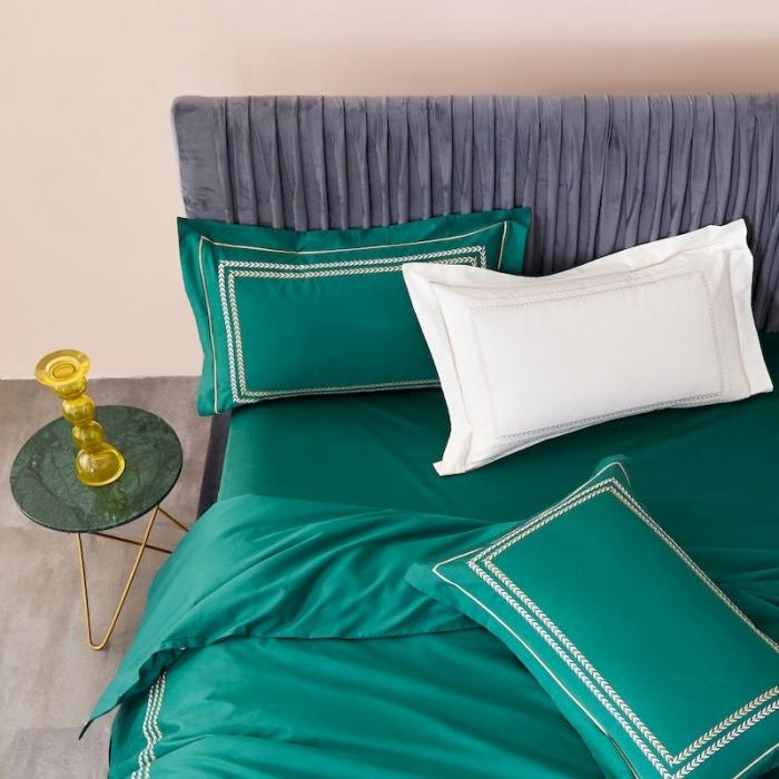 91家纺网 家纺一手货源 找家纺 涞澳 2019新款50套框绣花四件套 麦穗绿