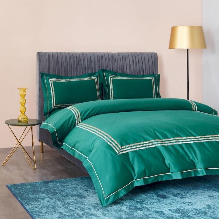 91家纺网 家纺一手货源 找家纺 涞澳 2019新款50套框绣花四件套 麦穗绿