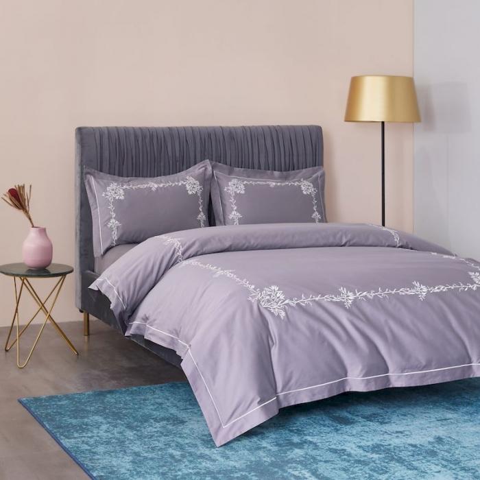 91家纺网 家纺一手货源 找家纺 涞澳 2019新款50套框绣花四件套 栀子紫