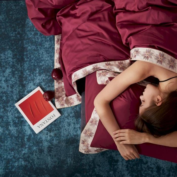 91家纺网 家纺一手货源 找家纺 涞澳家纺 2019新款50绣花四件套洛克系列 洛克红