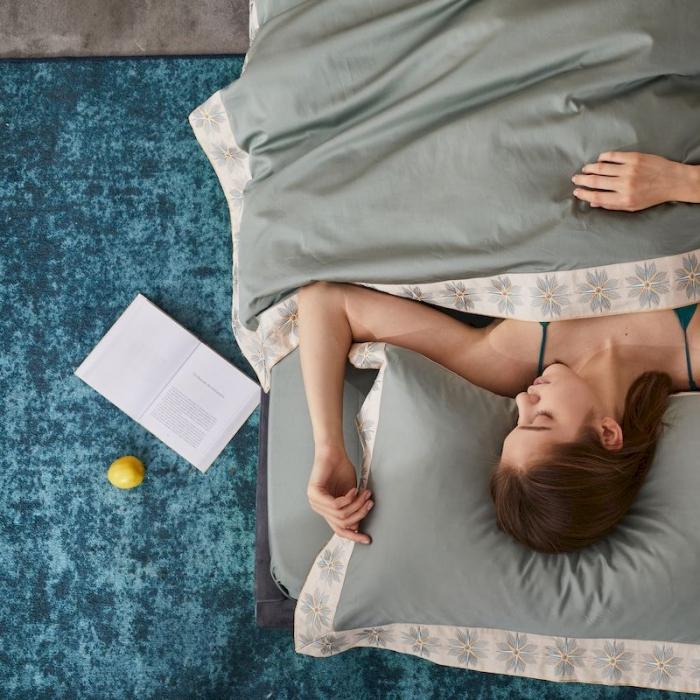 91家纺网 家纺一手货源 找家纺 涞澳家纺 2019新款50绣花四件套洛克系列 洛克草