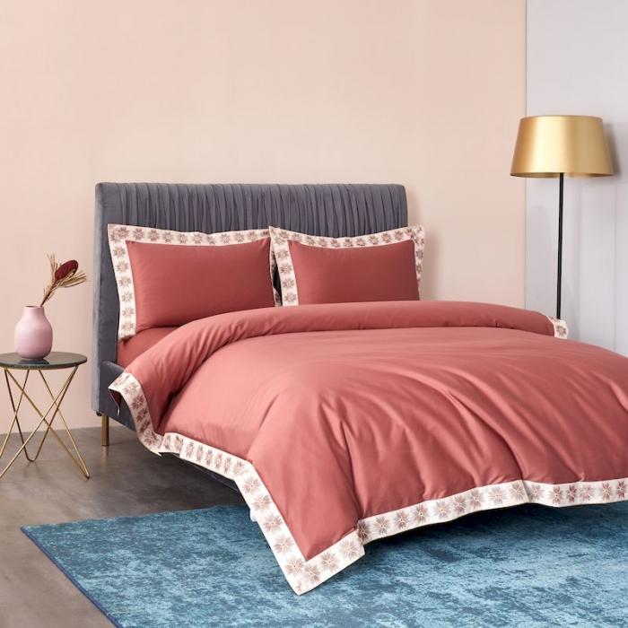 91家纺网 家纺一手货源 找家纺 涞澳家纺 2019新款50绣花四件套洛克系列 洛克橘