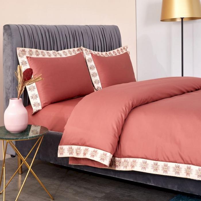 91家纺网 家纺一手货源 找家纺 涞澳家纺 2019新款50绣花四件套洛克系列 洛克橘