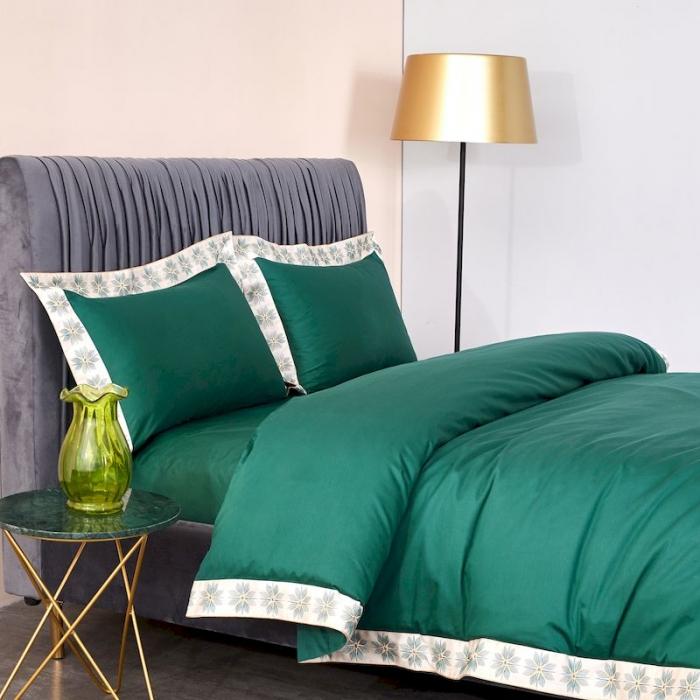 91家纺网 家纺一手货源 找家纺 涞澳家纺 2019新款50绣花四件套洛克系列 洛克绿