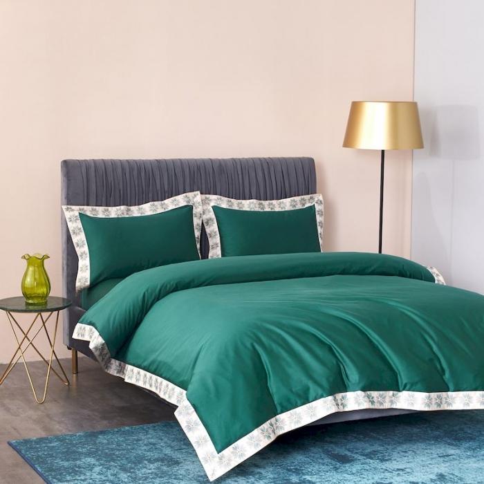 91家纺网 家纺一手货源 找家纺 涞澳家纺 2019新款50绣花四件套洛克系列 洛克绿