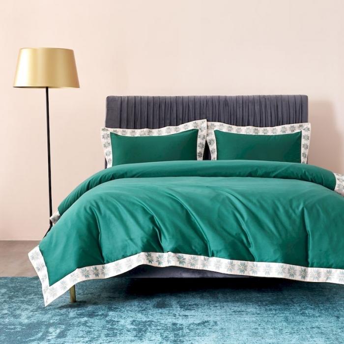 91家纺网 家纺一手货源 找家纺 涞澳家纺 2019新款50绣花四件套洛克系列 洛克绿