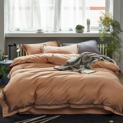 91家纺网 家纺一手货源 找家纺 涞澳家纺 2019新款2121磨毛素色带边款四件套 沐阳