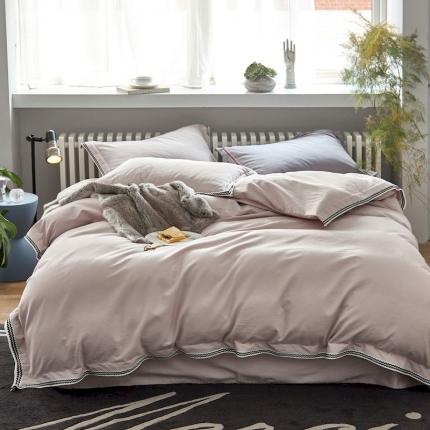 91家纺网 家纺一手货源 找家纺 涞澳家纺 2019新款2121磨毛素色带边款四件套 于乐