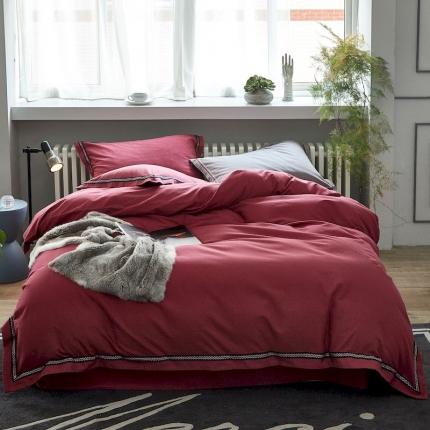 91家纺网 家纺一手货源 找家纺 涞澳家纺 2019新款2121磨毛素色带边款四件套 枳南