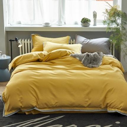 涞澳家纺 2019新款2121磨毛素色带边款四件套 初云