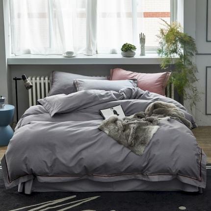 涞澳家纺 2019新款2121磨毛素色带边款四件套 念夕