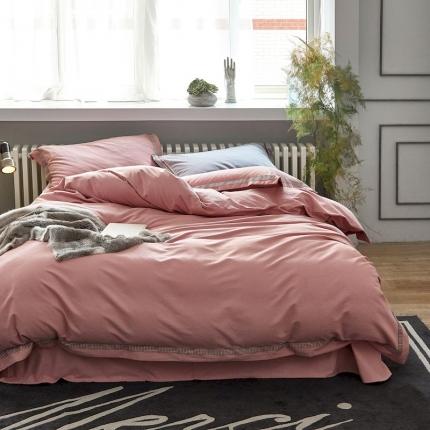 涞澳家纺 2019新款2121磨毛素色带边款四件套 润玉