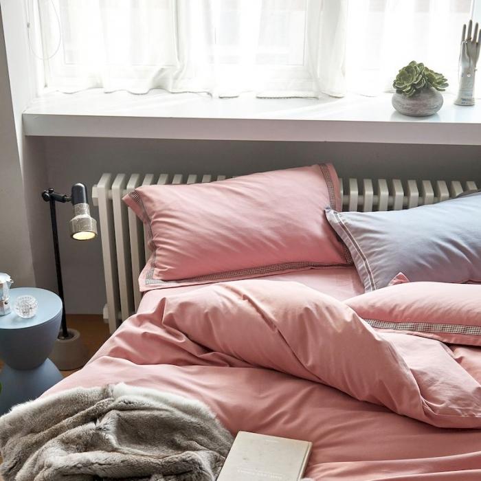 91家纺网 家纺一手货源 找家纺 涞澳家纺 2019新款2121磨毛素色带边款四件套 润玉