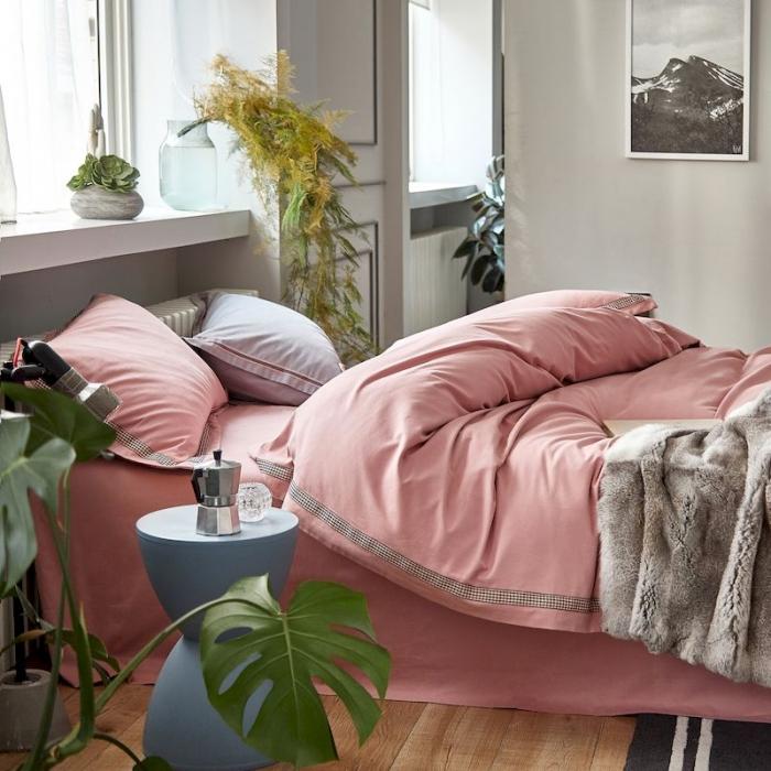 91家纺网 家纺一手货源 找家纺 涞澳家纺 2019新款2121磨毛素色带边款四件套 润玉