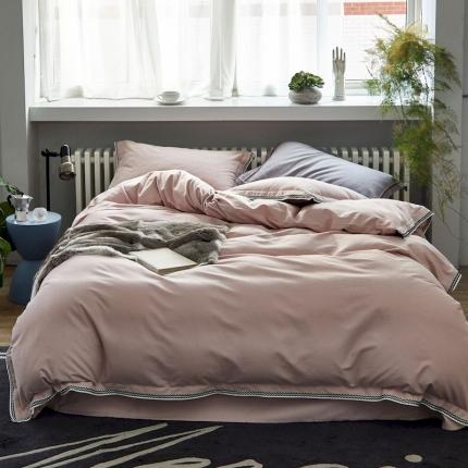 涞澳家纺 2019新款2121磨毛素色带边款四件套 易安