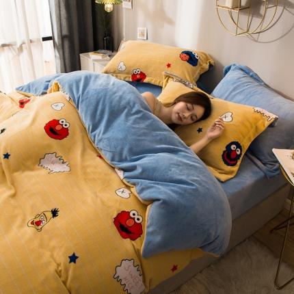 91家纺网 家纺一手货源 找家纺 新太阳 2022新款牛奶绒四件套 芝麻gai