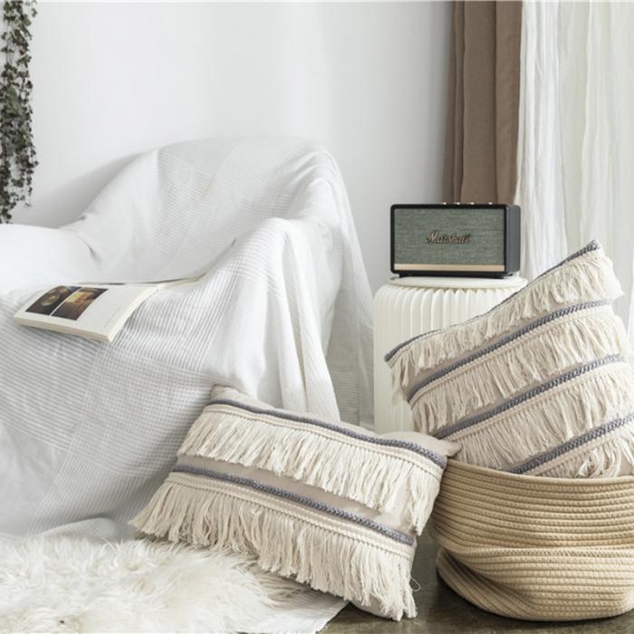 91家纺网 家纺一手货源 找家纺 （总）918家纺 2021新款北欧ins风棉麻流苏抱枕