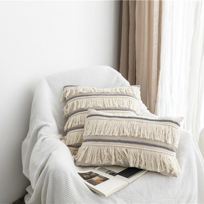 91家纺网 家纺一手货源 找家纺 （总）918家纺 2021新款北欧ins风棉麻流苏抱枕