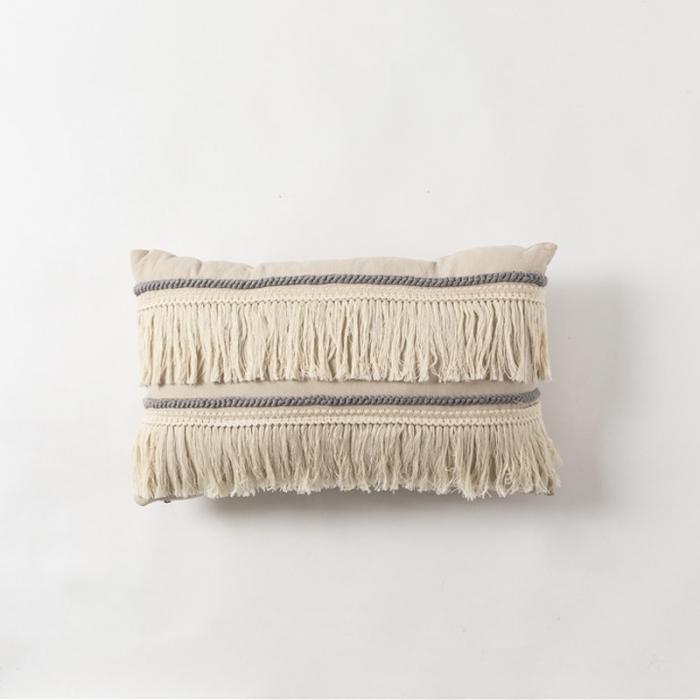 91家纺网 家纺一手货源 找家纺 918家纺 2021新款北欧ins风棉麻流苏抱枕 长方形