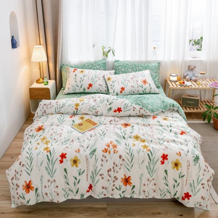 91家纺网 家纺一手货源 找家纺 沐棉家居 2019新款13370全棉小碎花四件套棚拍 匆匆