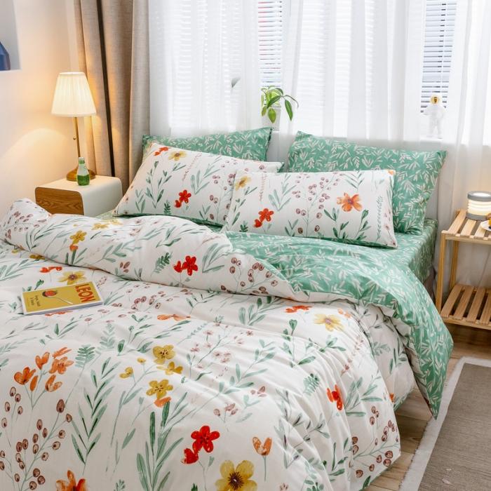 91家纺网 家纺一手货源 找家纺 沐棉家居 2019新款13370全棉小碎花四件套棚拍 匆匆