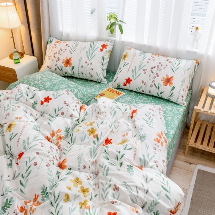 91家纺网 家纺一手货源 找家纺 沐棉家居 2019新款13370全棉小碎花四件套棚拍 匆匆