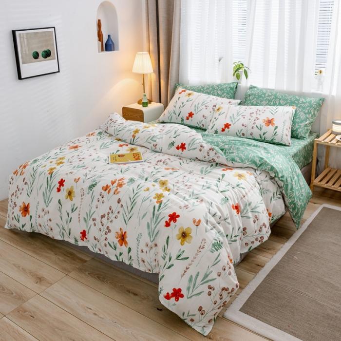 91家纺网 家纺一手货源 找家纺 沐棉家居 2019新款13370全棉小碎花四件套棚拍 匆匆