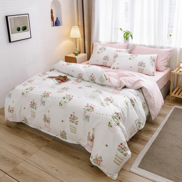 91家纺网 家纺一手货源 找家纺 沐棉家居 2019新款13370全棉小碎花四件套棚拍 浪漫满屋