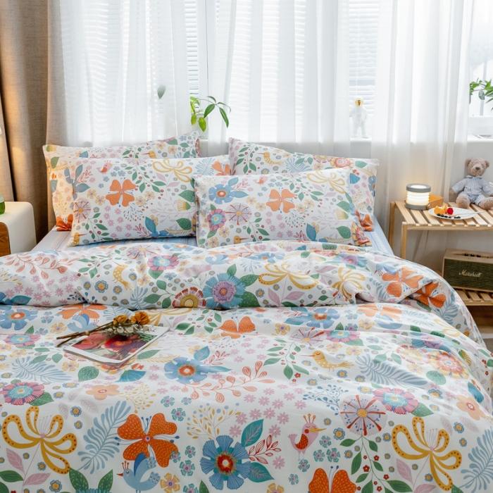 91家纺网 家纺一手货源 找家纺 沐棉家居 2019新款13370全棉小碎花四件套棚拍 洛城时光