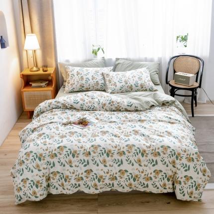 沐棉家居 2019新款13370全棉小碎花四件套棚拍 木棉花