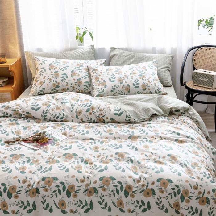 91家纺网 家纺一手货源 找家纺 沐棉家居 2019新款13370全棉小碎花四件套棚拍 木棉花