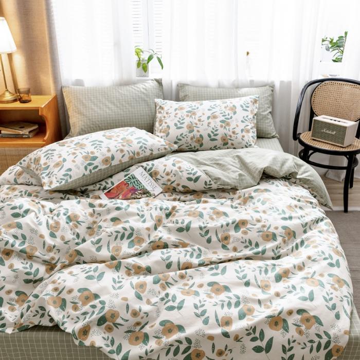 91家纺网 家纺一手货源 找家纺 沐棉家居 2019新款13370全棉小碎花四件套棚拍 木棉花