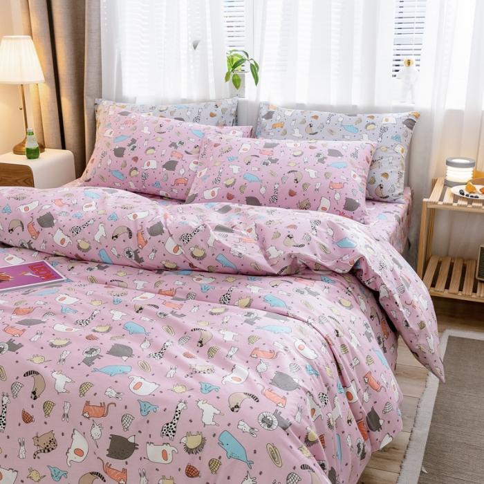 91家纺网 家纺一手货源 找家纺 沐棉家居 2019新款13370全棉小碎花四件套棚拍 小伙伴-紫