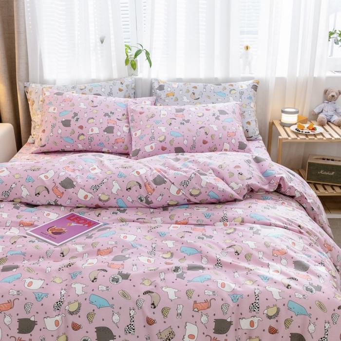 91家纺网 家纺一手货源 找家纺 沐棉家居 2019新款13370全棉小碎花四件套棚拍 小伙伴-紫