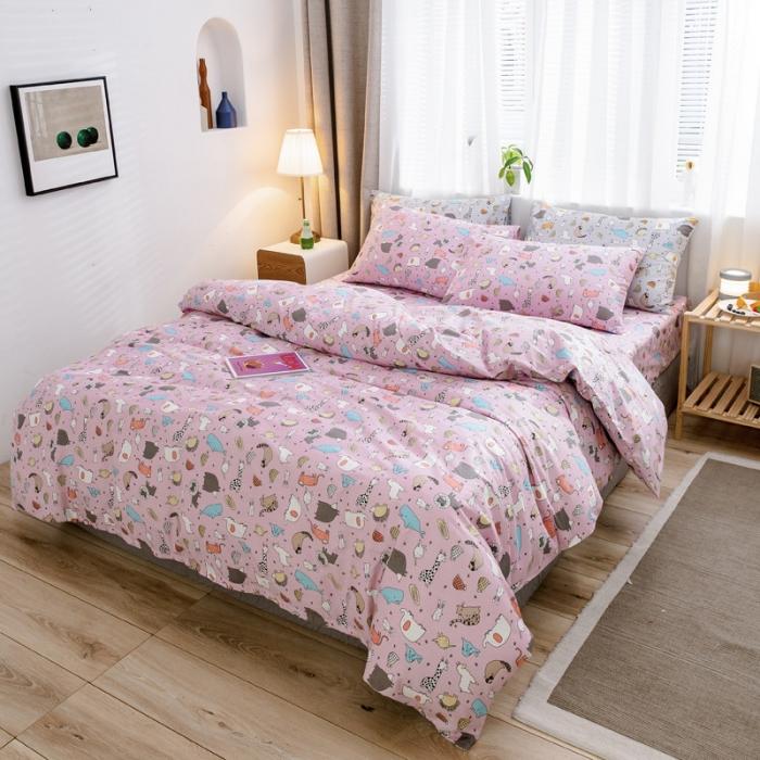 91家纺网 家纺一手货源 找家纺 沐棉家居 2019新款13370全棉小碎花四件套棚拍 小伙伴-紫