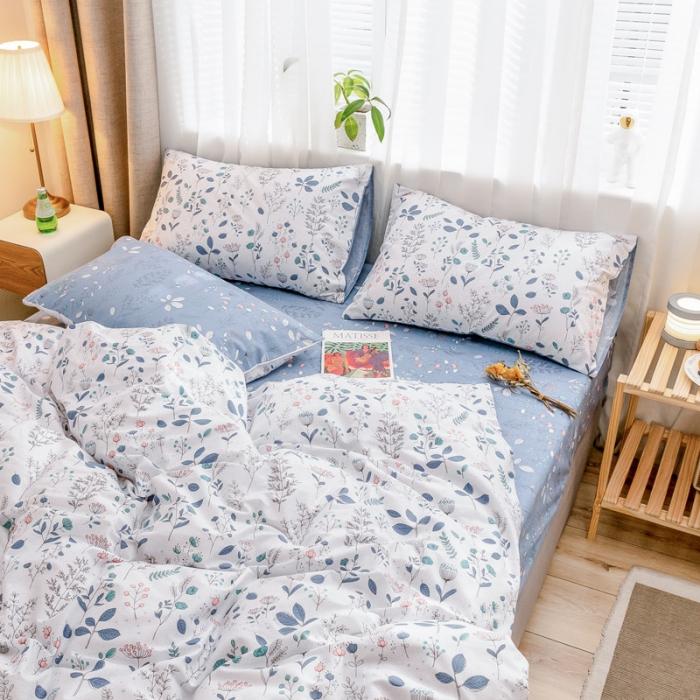 91家纺网 家纺一手货源 找家纺 沐棉家居 2019新款13370全棉小碎花四件套棚拍 叶落知秋