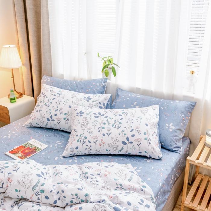 91家纺网 家纺一手货源 找家纺 沐棉家居 2019新款13370全棉小碎花四件套棚拍 叶落知秋