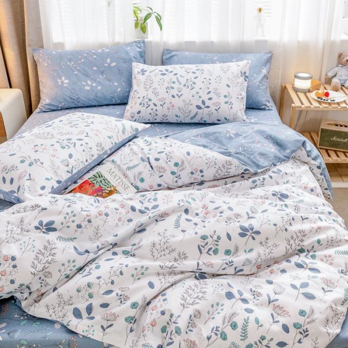 91家纺网 家纺一手货源 找家纺 沐棉家居 2019新款13370全棉小碎花四件套棚拍 叶落知秋