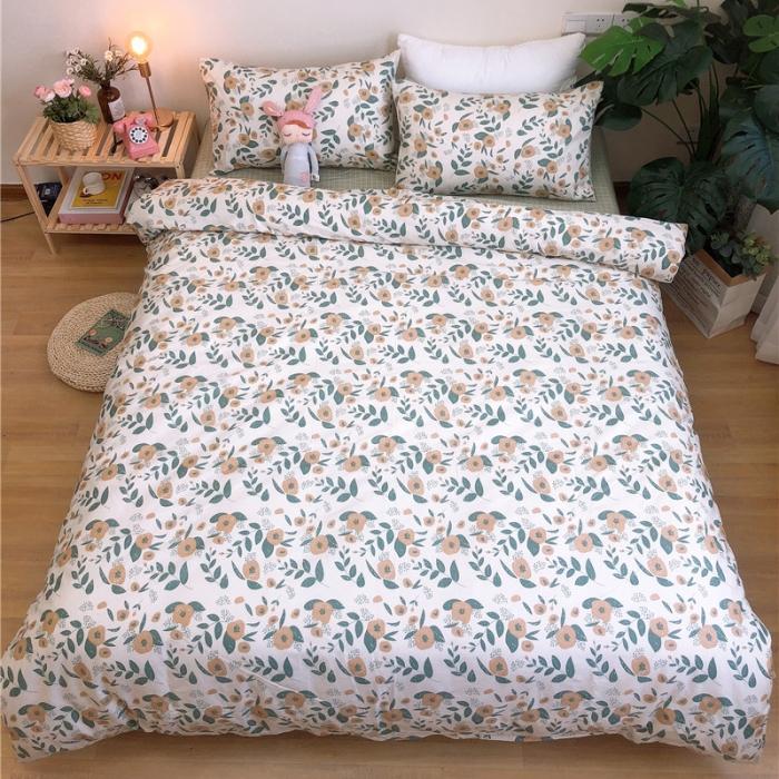 91家纺网 家纺一手货源 找家纺 沐棉家居 2019新款13370全棉小碎花四件套实拍 木棉花