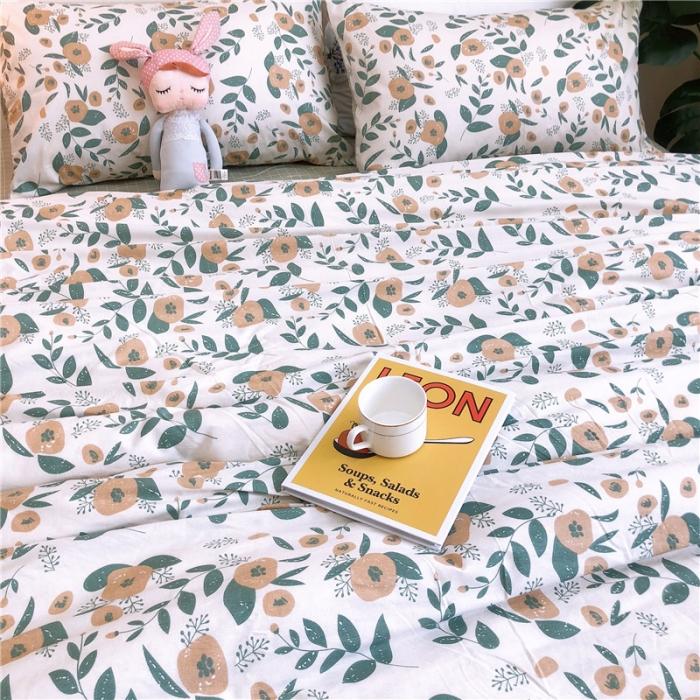 91家纺网 家纺一手货源 找家纺 沐棉家居 2019新款13370全棉小碎花四件套实拍 木棉花