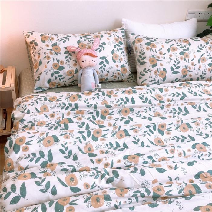 91家纺网 家纺一手货源 找家纺 沐棉家居 2019新款13370全棉小碎花四件套实拍 木棉花