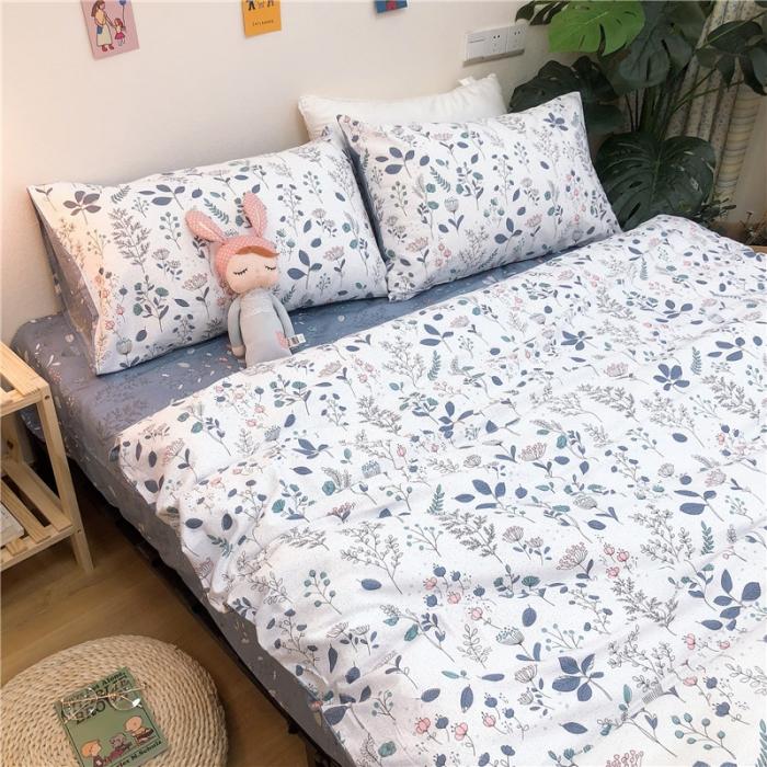 91家纺网 家纺一手货源 找家纺 沐棉家居 2019新款13370全棉小碎花四件套实拍 叶落知秋