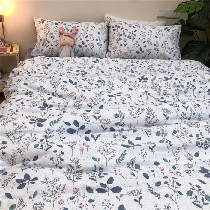 91家纺网 家纺一手货源 找家纺 沐棉家居 2019新款13370全棉小碎花四件套实拍 叶落知秋