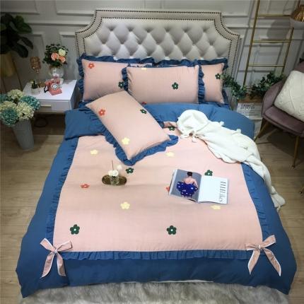 91家纺网 家纺一手货源 找家纺 眠屿 2019新款暖绒四件套 草莓红